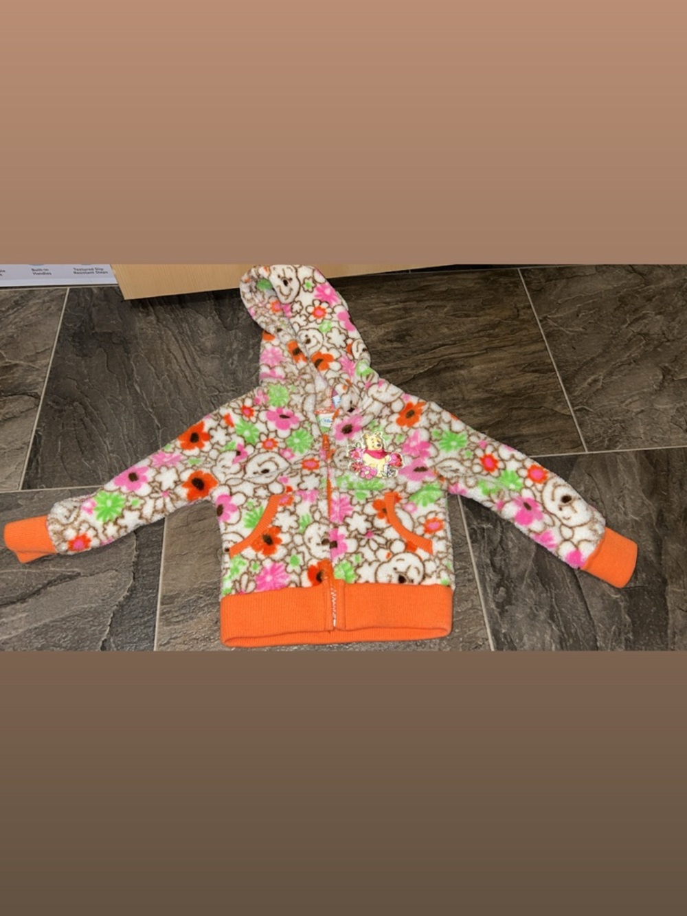 Disney Floral Teddy Fleece Hoodie in Orange, Pink & Green